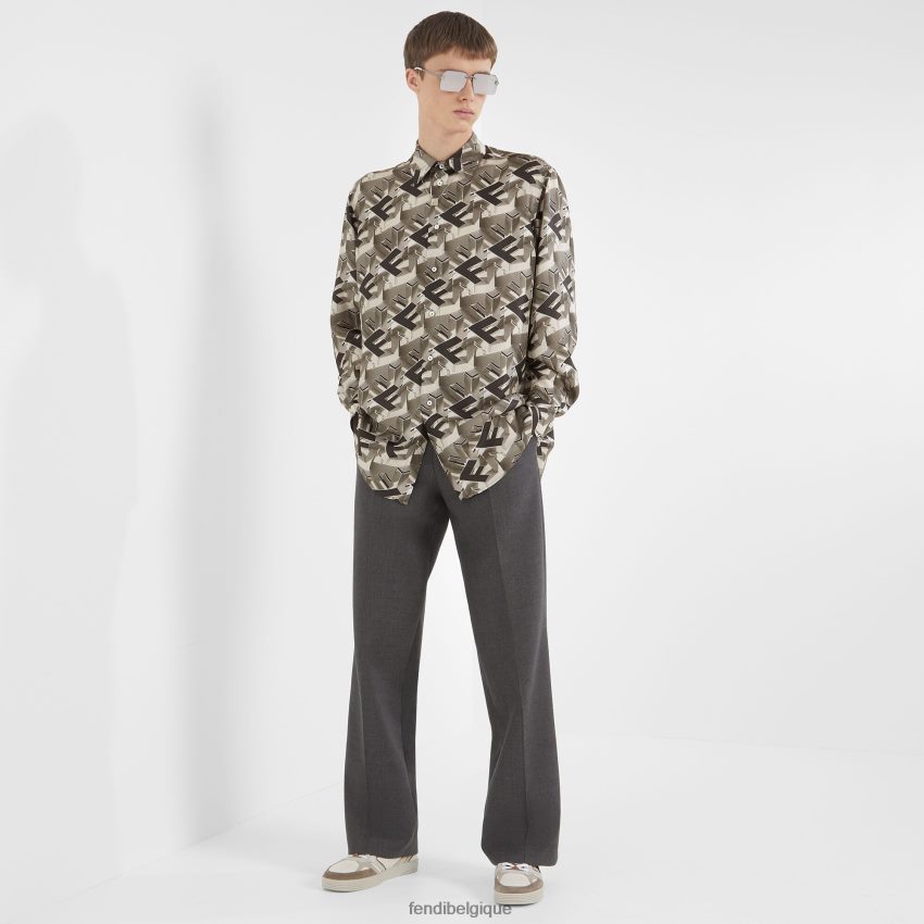 chaussures Fendi baskets basses en cuir beige hommes 8X8J2J2218 Fendi Sac