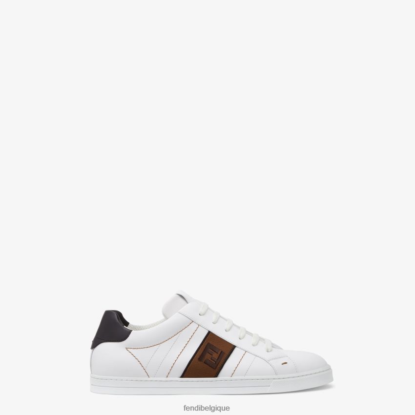 chaussures Fendi baskets basses en cuir blanc hommes 8X8J2J2262 Fendi Lunette De Soleil