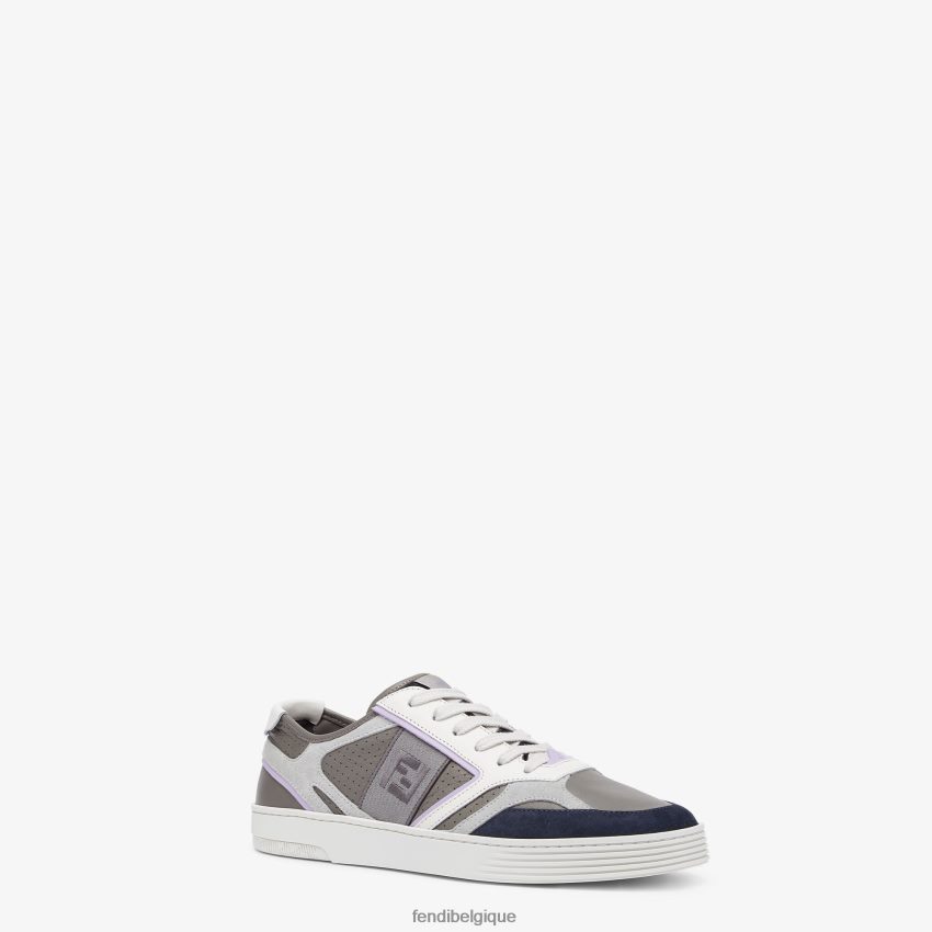 chaussures Fendi baskets basses en cuir gris hommes 8X8J2J2231 Fendi Belgique