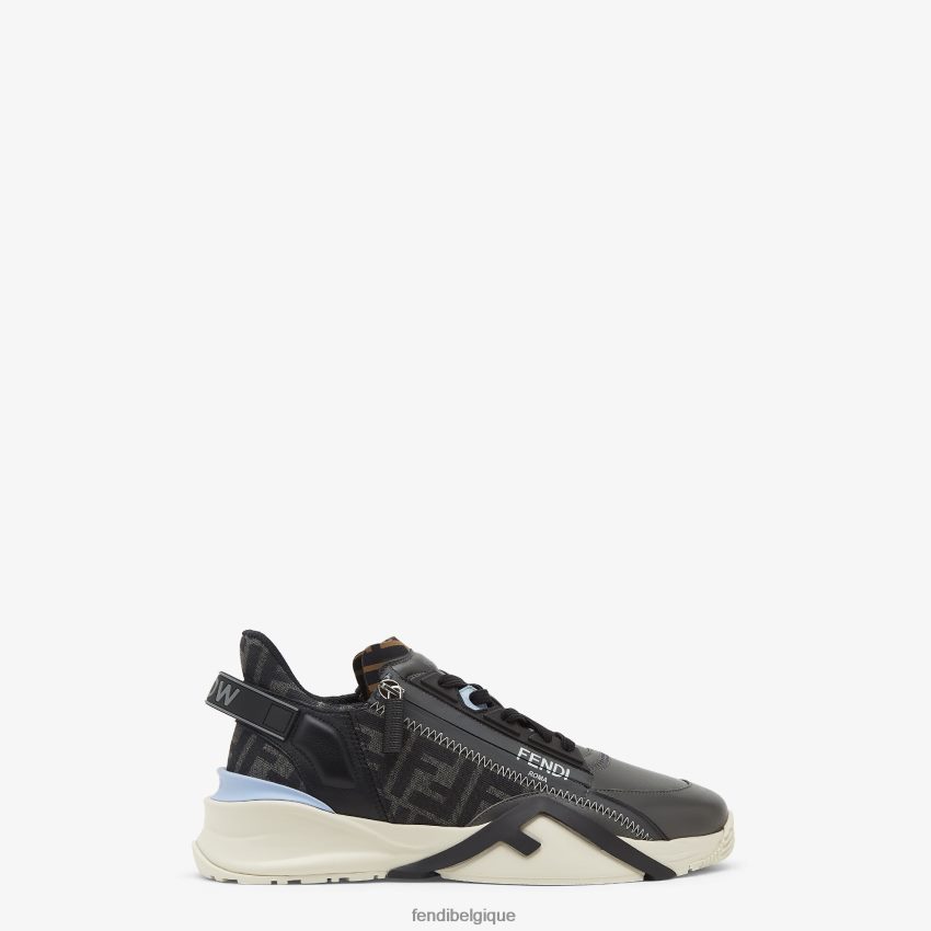 chaussures Fendi baskets basses en cuir gris hommes 8X8J2J2250 Fendi Lunette De Soleil