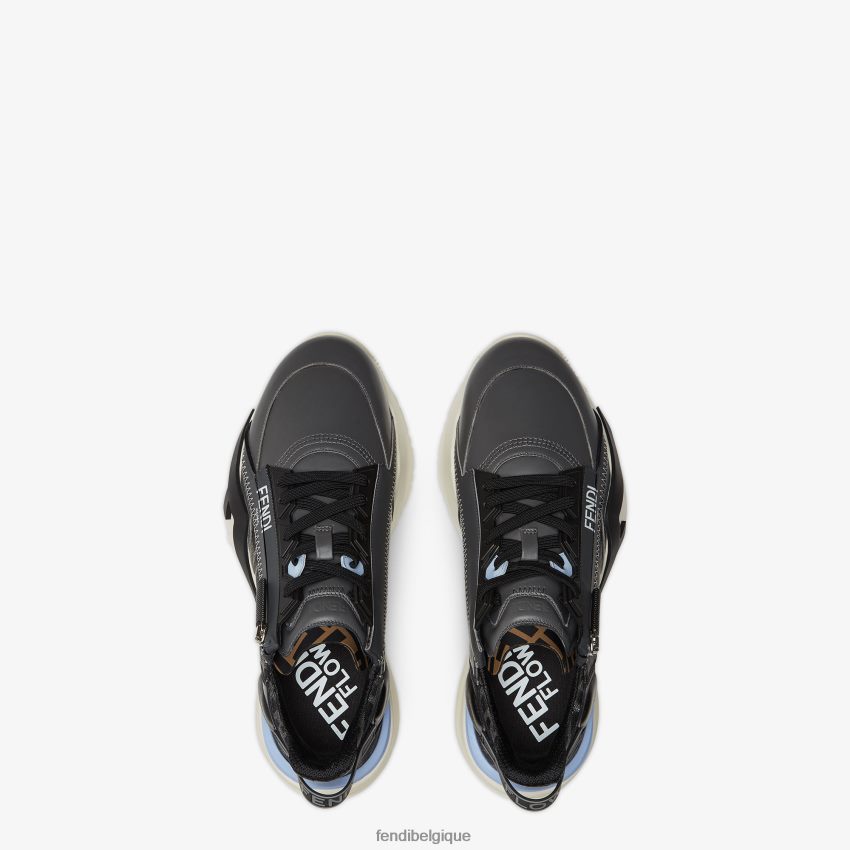 chaussures Fendi baskets basses en cuir gris hommes 8X8J2J2250 Fendi Lunette De Soleil