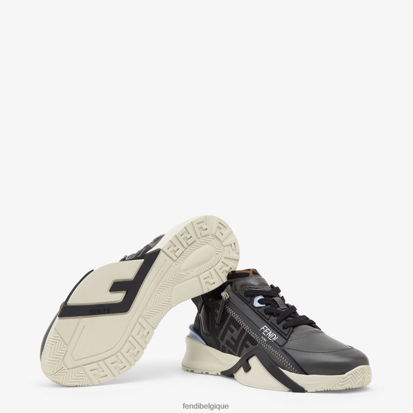 chaussures Fendi baskets basses en cuir gris hommes 8X8J2J2250 Fendi Lunette De Soleil