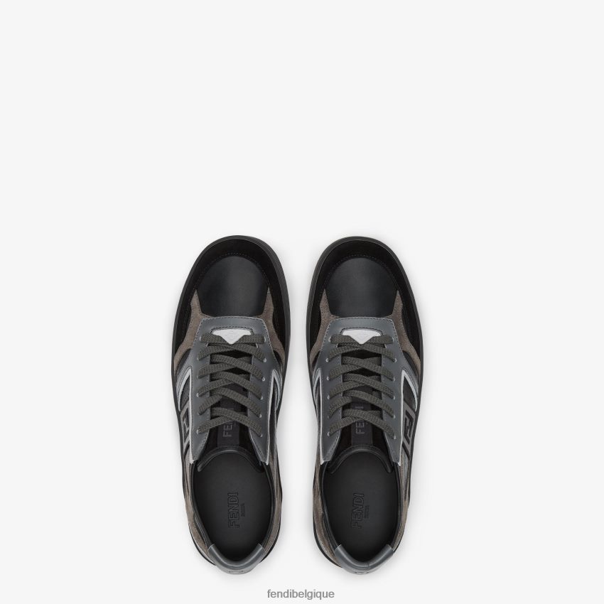 chaussures Fendi baskets basses en cuir noir hommes 8X8J2J2217 Fendi Lunette De Soleil