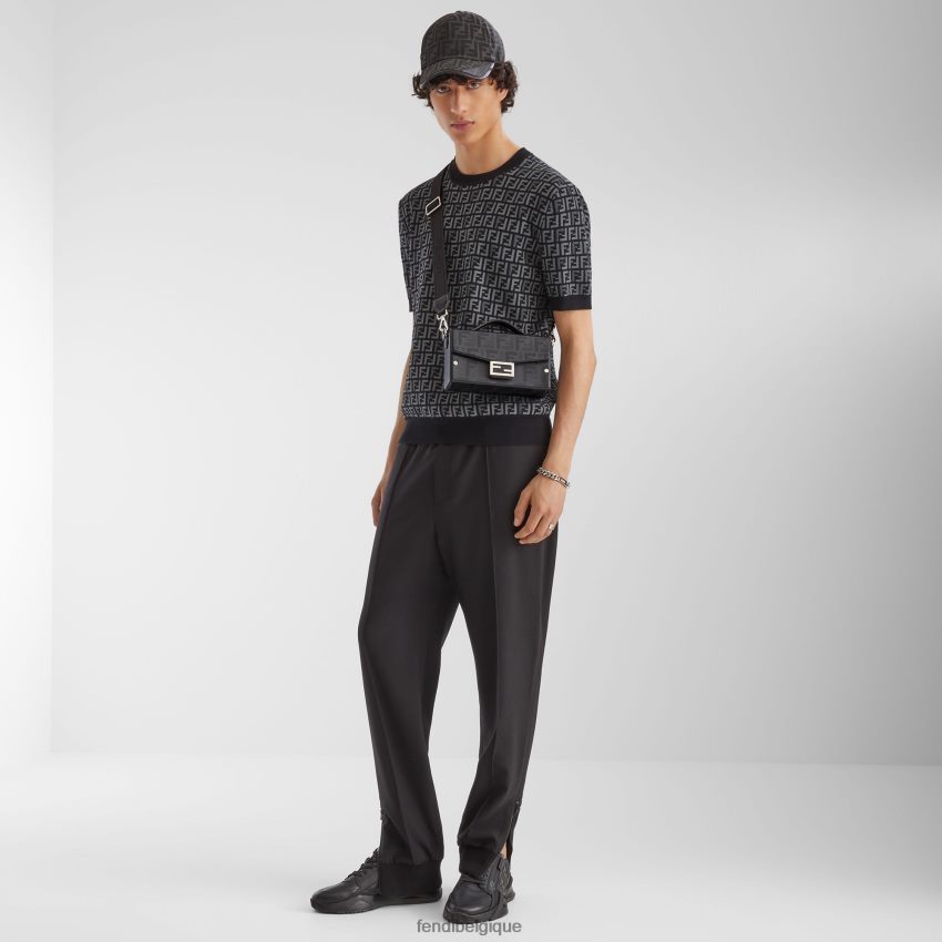 chaussures Fendi baskets basses en cuir noir hommes 8X8J2J2235 Fendi Lunette De Soleil