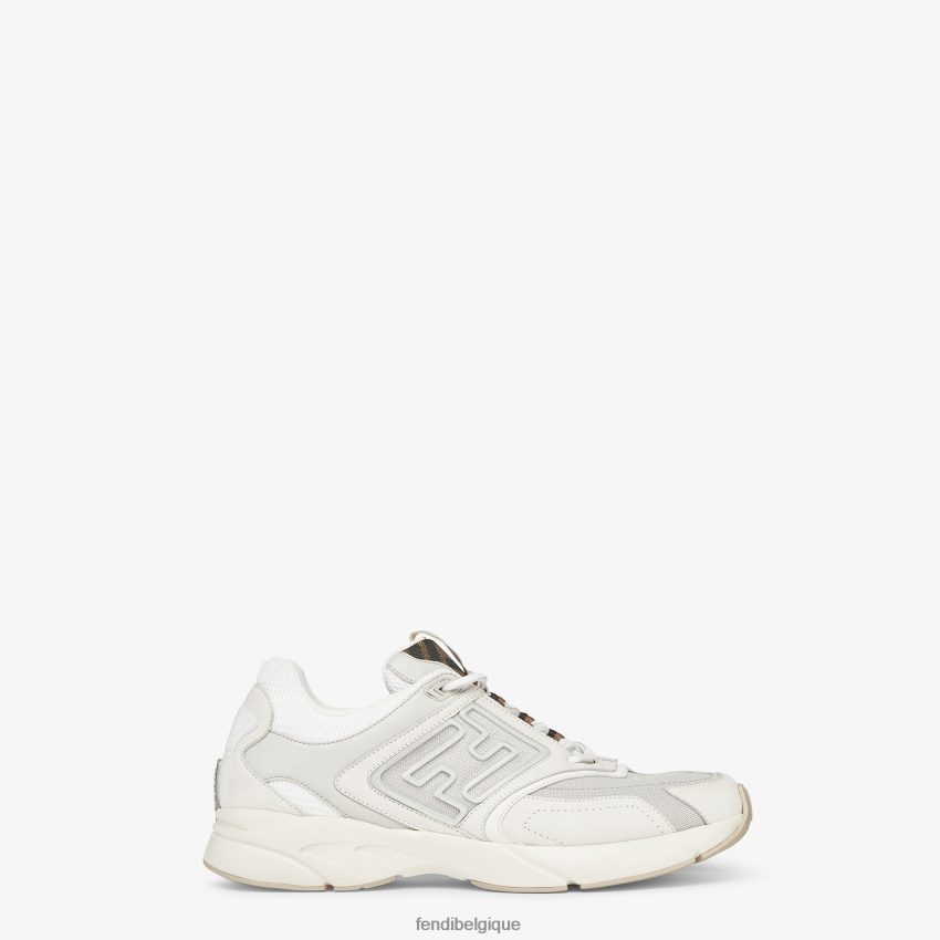 chaussures Fendi baskets basses en cuir nubuck blanc hommes 8X8J2J2301 Fendi Lunette De Soleil