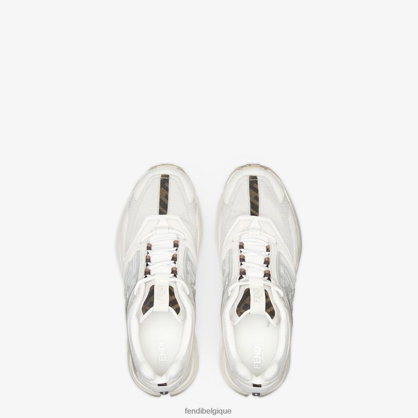 chaussures Fendi baskets basses en cuir nubuck blanc hommes 8X8J2J2301 Fendi Lunette De Soleil