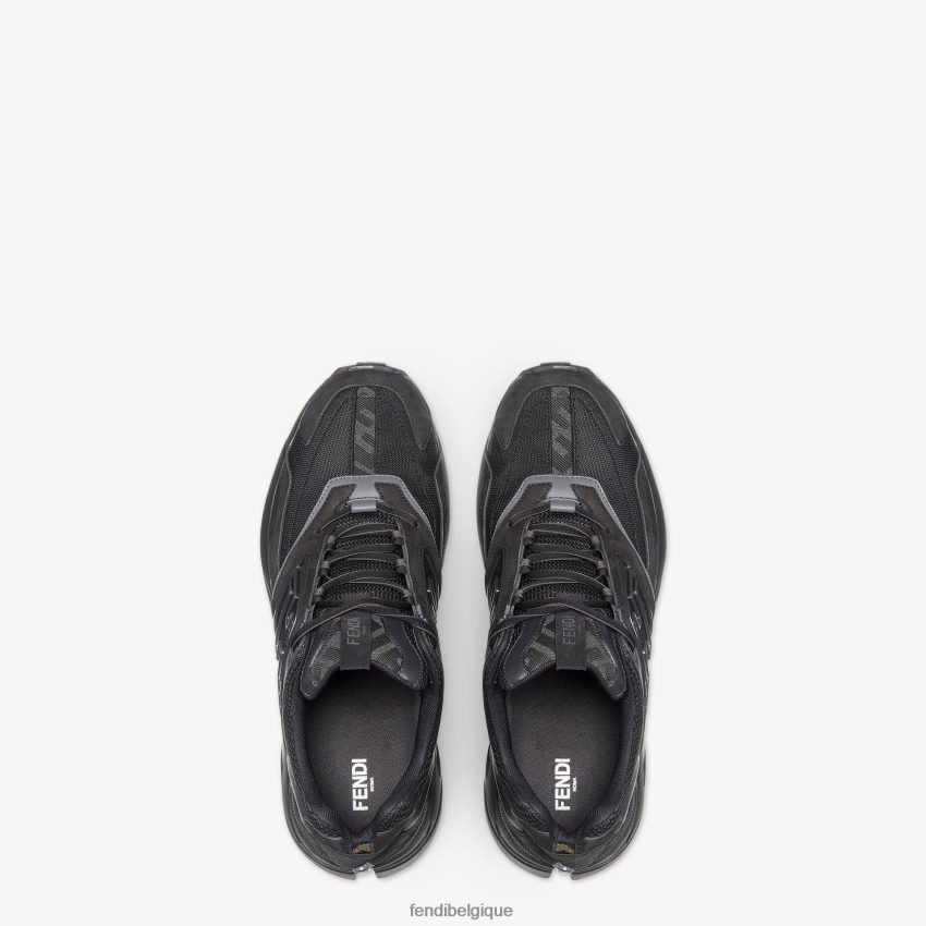 chaussures Fendi baskets basses en cuir nubuck noir hommes 8X8J2J2302 Fendi Sac