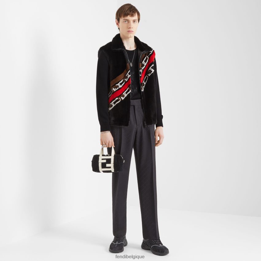 chaussures Fendi baskets basses en cuir nubuck noir hommes 8X8J2J2302 Fendi Sac