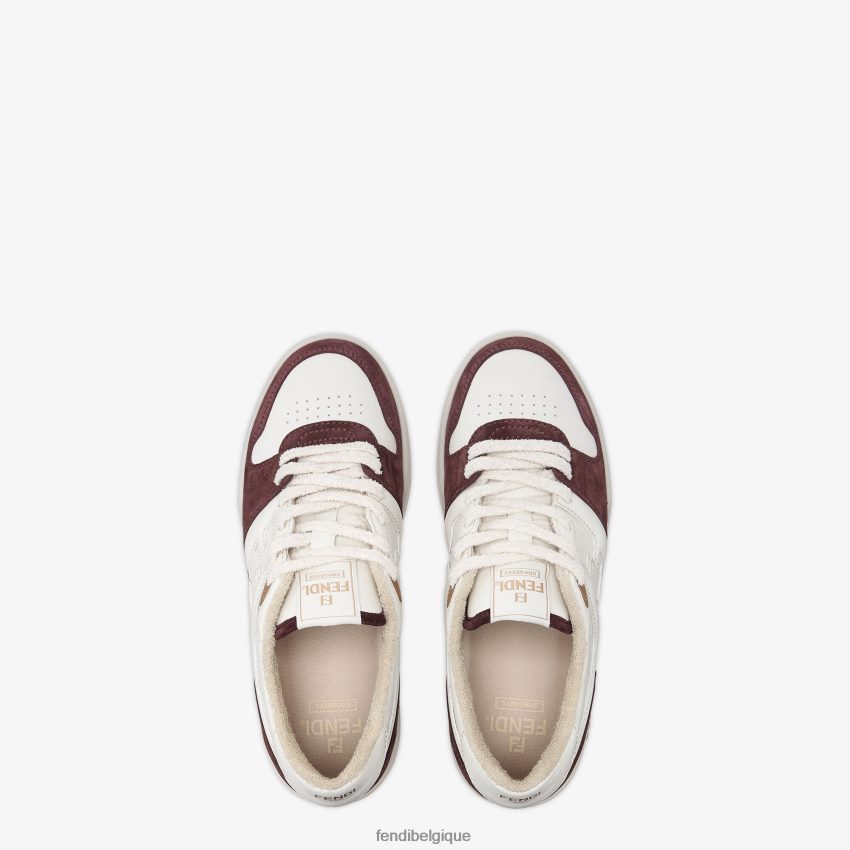 chaussures Fendi baskets basses en daim bordeaux rouge hommes 8X8J2J2305 Fendi Sac