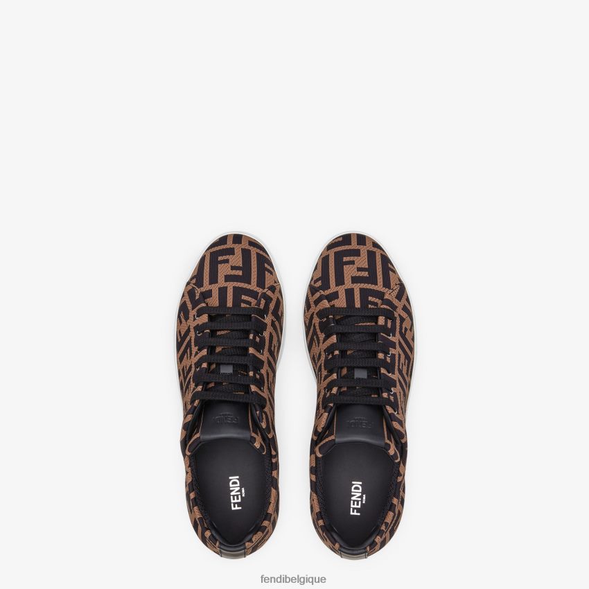 chaussures Fendi baskets basses en tissu technique brun hommes 8X8J2J2314 Fendi Sac