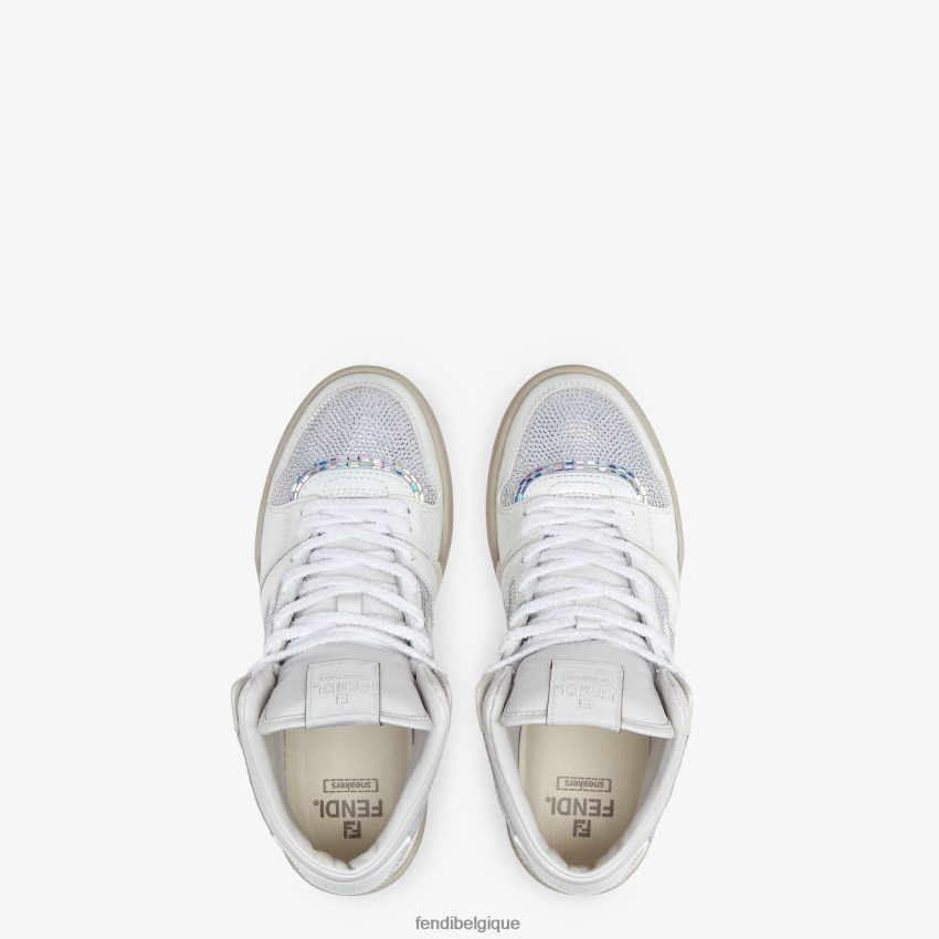 chaussures Fendi chaussures montantes en cuir blanc hommes 8X8J2J2265 Fendi Lunette De Soleil