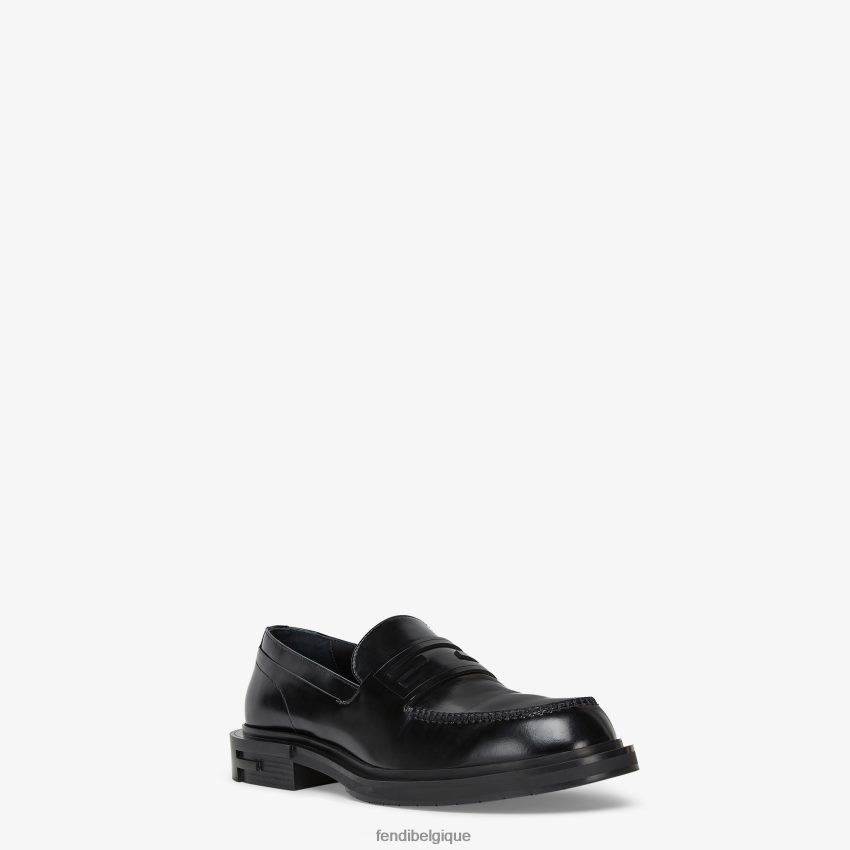 chaussures Fendi mocassins en cuir noir hommes 8X8J2J2240 Fendi Belgique