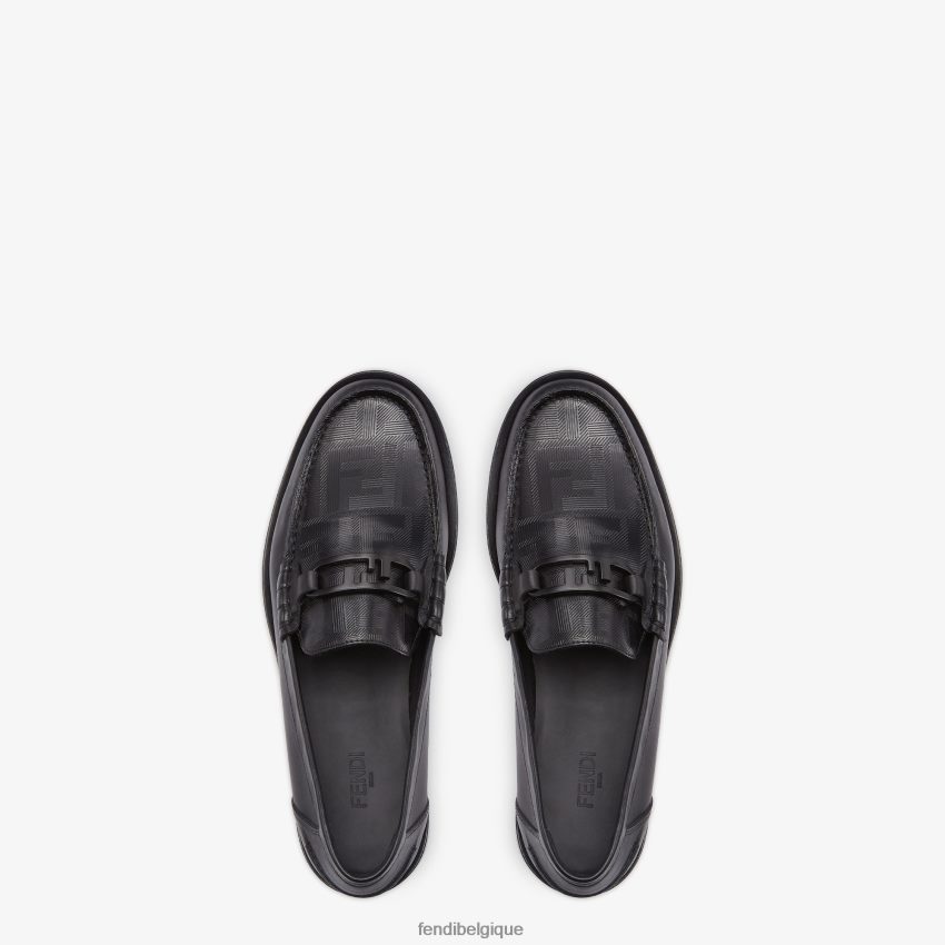 chaussures Fendi mocassins en cuir noir hommes 8X8J2J2286 Fendi Lunette De Soleil