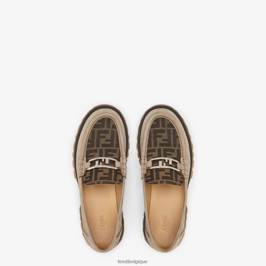 chaussures Fendi mocassins en cuir nubuck beige hommes 8X8J2J2282 Fendi Belgique