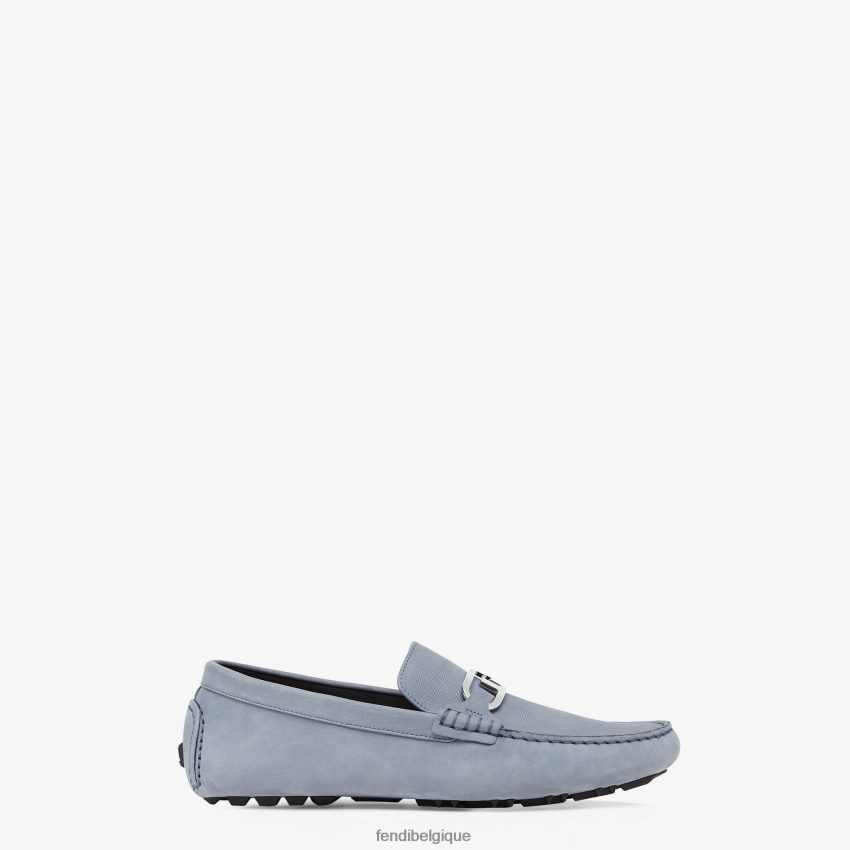 chaussures Fendi mocassins en nubuck bleu clair hommes 8X8J2J2222 Fendi Belgique