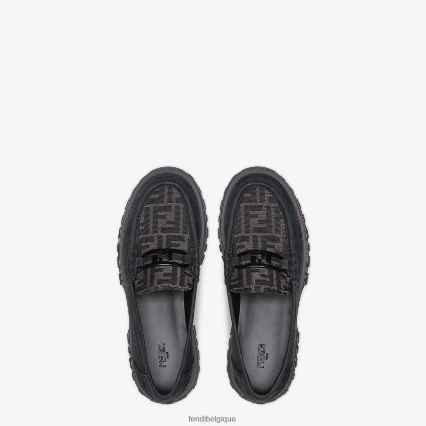 chaussures Fendi mocassins en nubuck noir hommes 8X8J2J2287 Fendi Sac