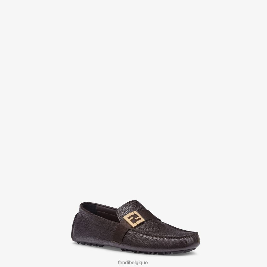 chaussures Fendi pilotes en cuir brun hommes 8X8J2J2266 Fendi Sac