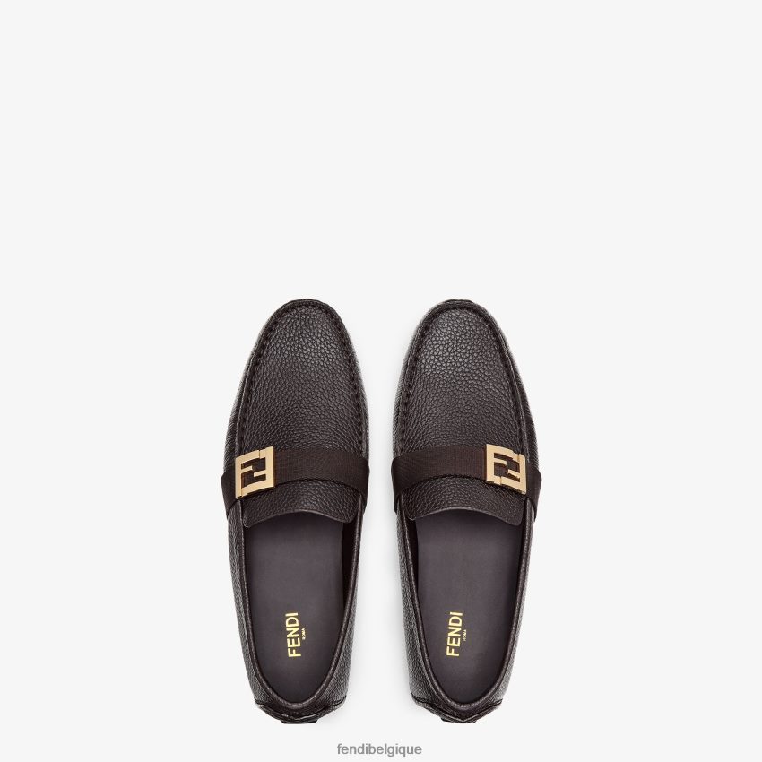 chaussures Fendi pilotes en cuir brun hommes 8X8J2J2266 Fendi Sac