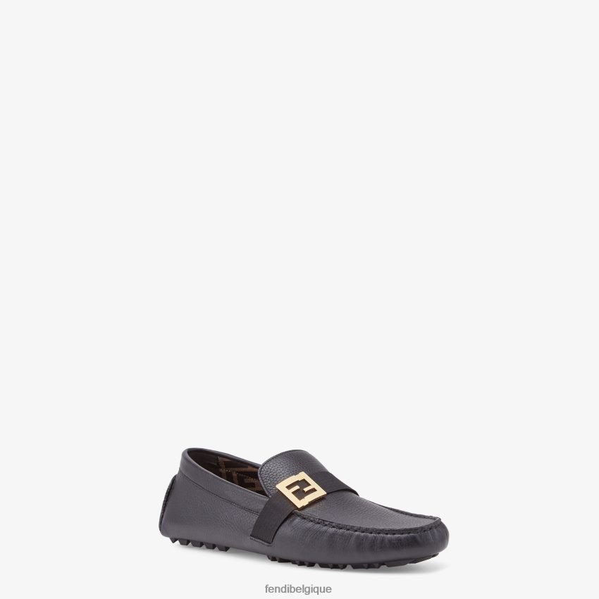 chaussures Fendi pilotes en cuir noir hommes 8X8J2J2249 Fendi Belgique