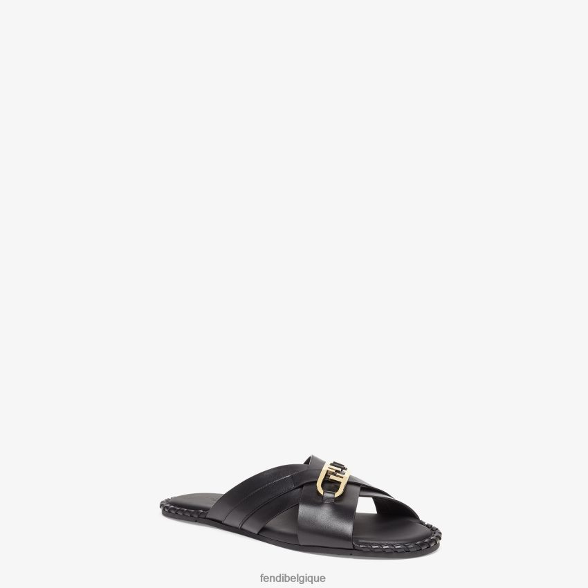 chaussures Fendi claquettes en cuir noir hommes 8X8J2J2278 Fendi Sac