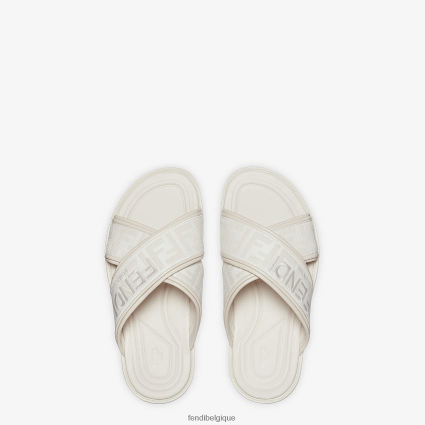 chaussures Fendi diapositives en tissu blanc hommes 8X8J2J2279 Fendi Belgique
