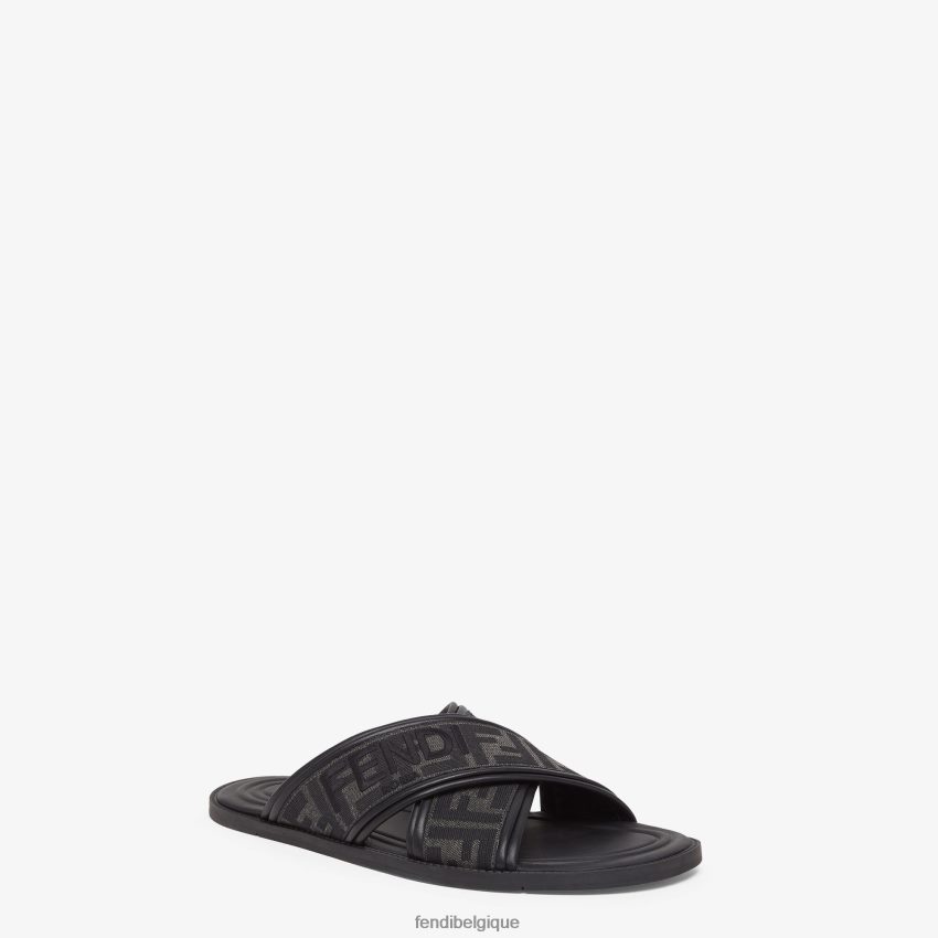 chaussures Fendi diapositives en tissu noir hommes 8X8J2J2256 Fendi Lunette De Soleil
