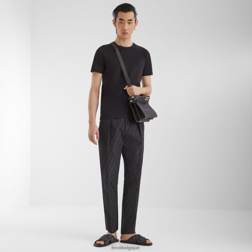 chaussures Fendi diapositives en tissu noir hommes 8X8J2J2256 Fendi Lunette De Soleil