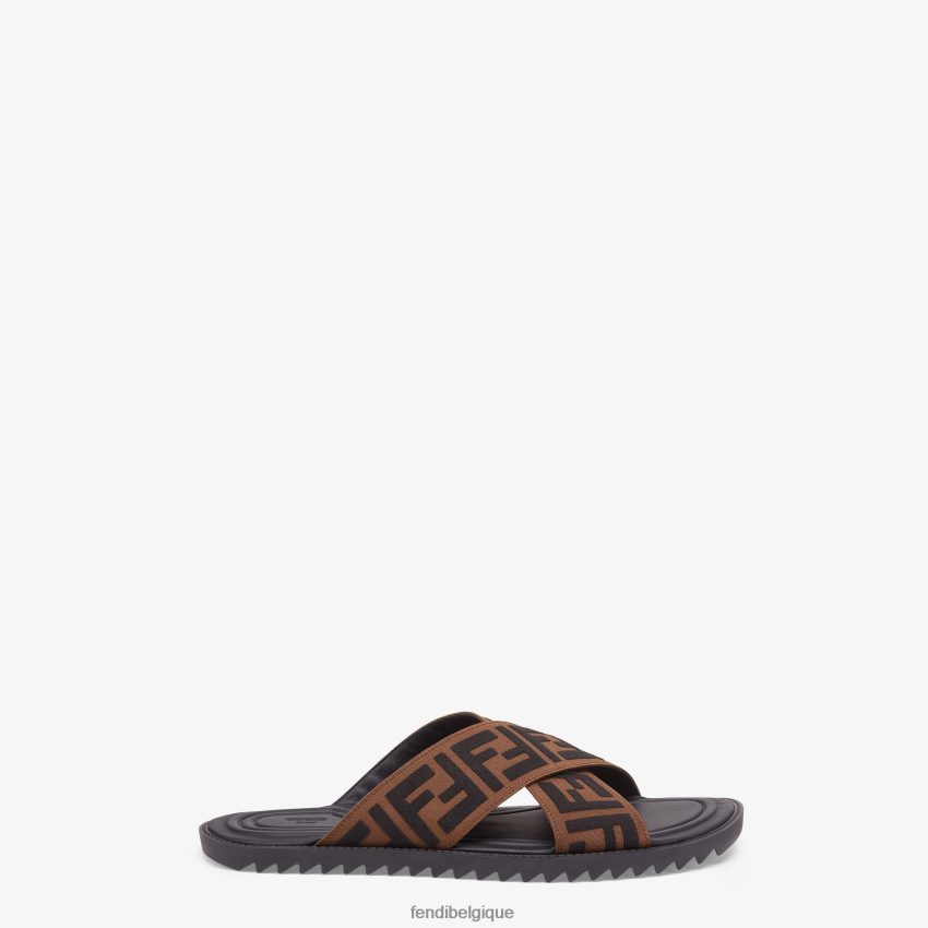 chaussures Fendi diapositives multitissus brun hommes 8X8J2J2227 Fendi Sac