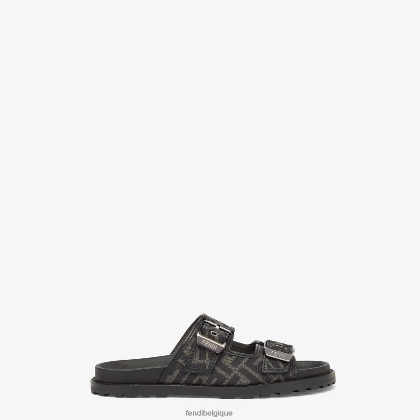 chaussures Fendi sandales en cuir et tissu noir hommes 8X8J2J2225 Fendi Belgique