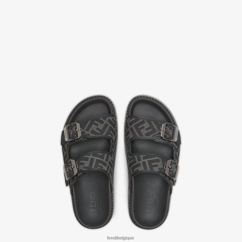 chaussures Fendi sandales en cuir et tissu noir hommes 8X8J2J2225 Fendi Belgique