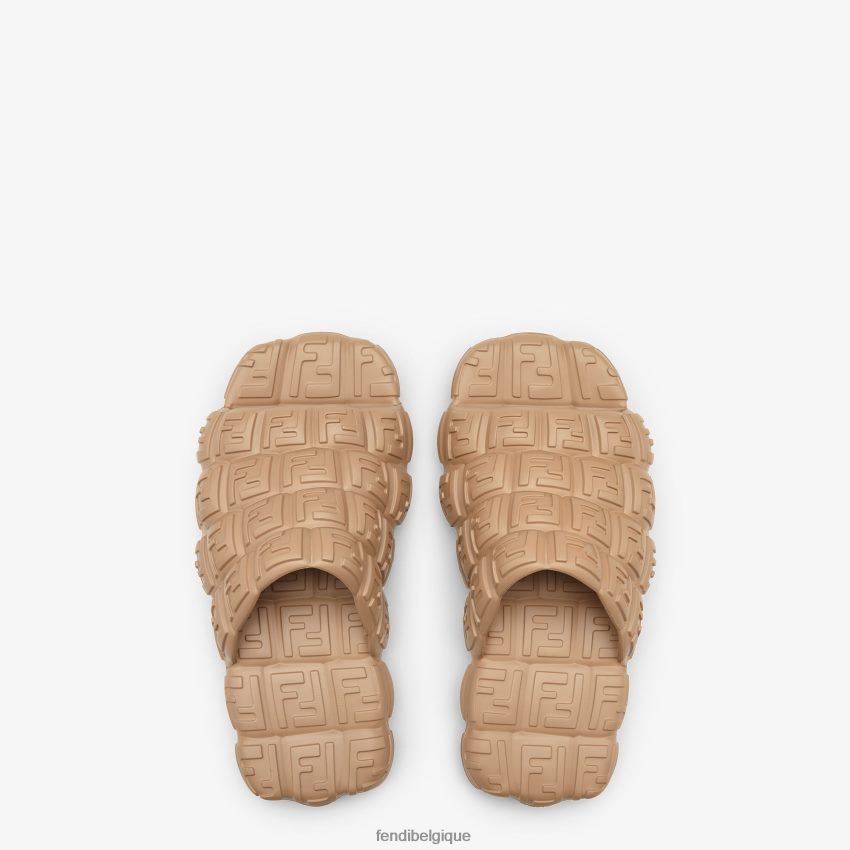 chaussures Fendi toboggans en caoutchouc beige hommes 8X8J2J2229 Fendi Lunette De Soleil