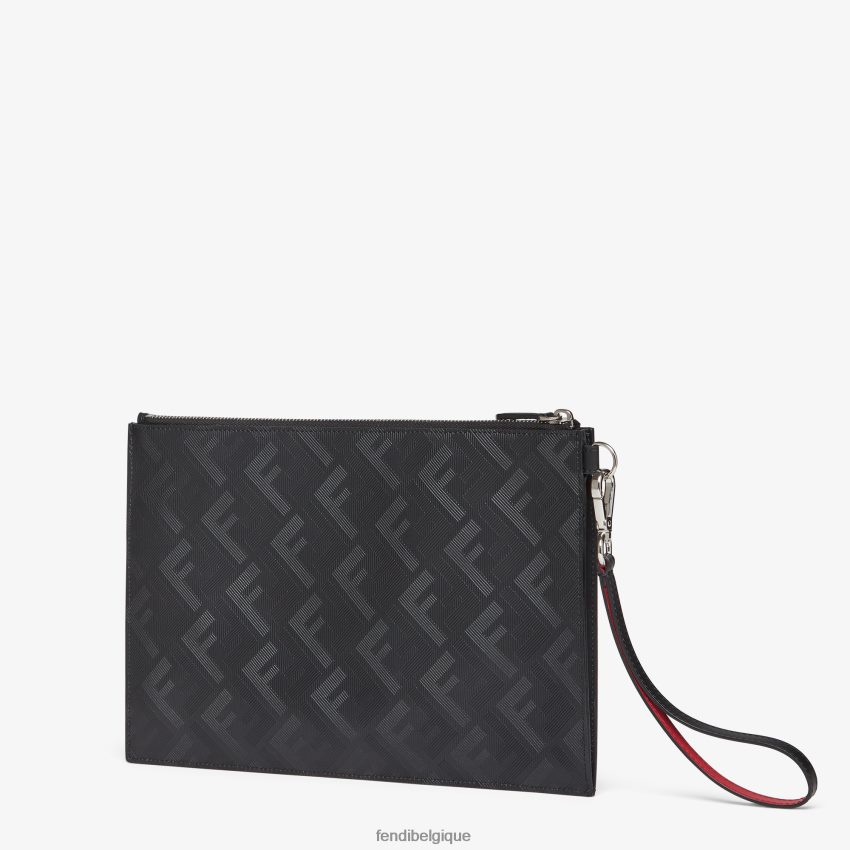 accessoires Fendi pochette en cuir ff shadow noir hommes 8X8J2J1882 Fendi Sac