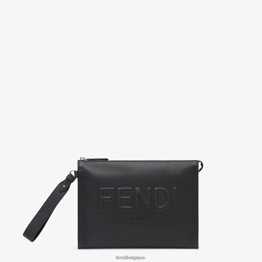 accessoires Fendi pochette en cuir noir hommes 8X8J2J1841 Fendi Belgique
