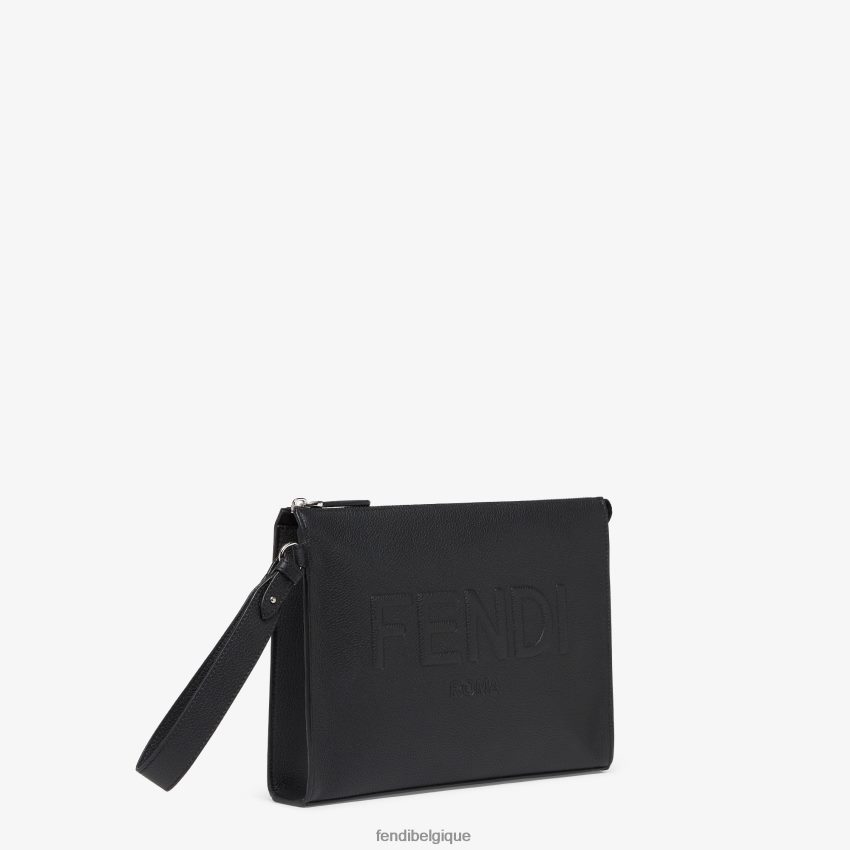 accessoires Fendi pochette en cuir noir hommes 8X8J2J1841 Fendi Belgique