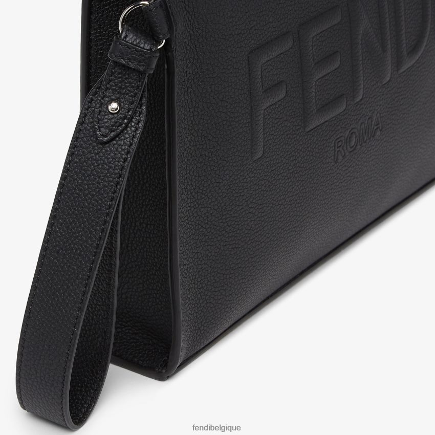 accessoires Fendi pochette en cuir noir hommes 8X8J2J1841 Fendi Belgique