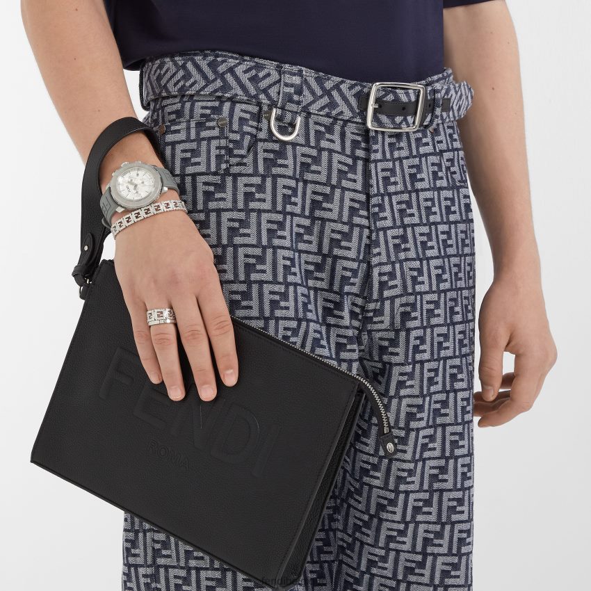 accessoires Fendi pochette en cuir noir hommes 8X8J2J1841 Fendi Belgique