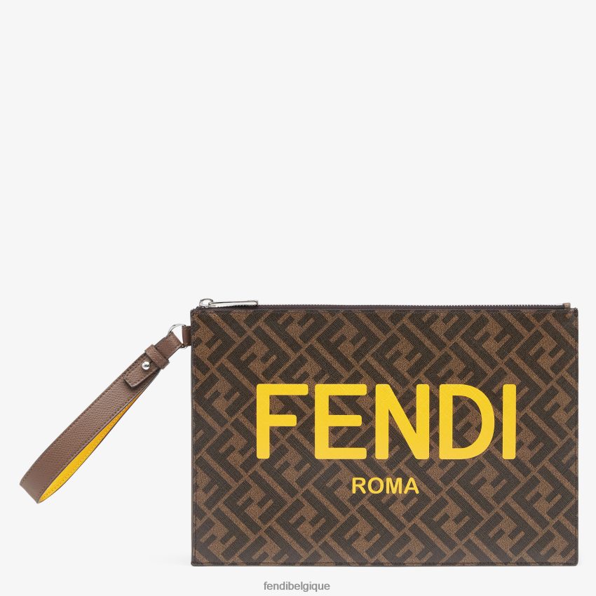 accessoires Fendi pochette en tissu brun hommes 8X8J2J2635 Fendi Sac