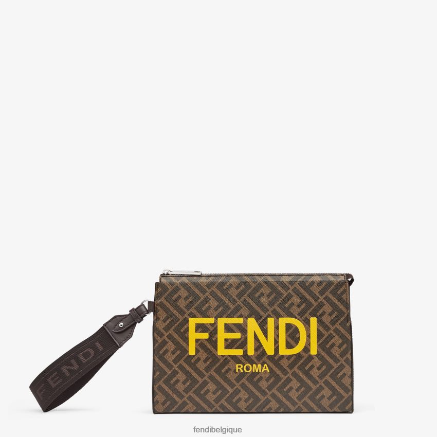 accessoires Fendi pochette en tissu ff brun hommes 8X8J2J2636 Fendi Belgique