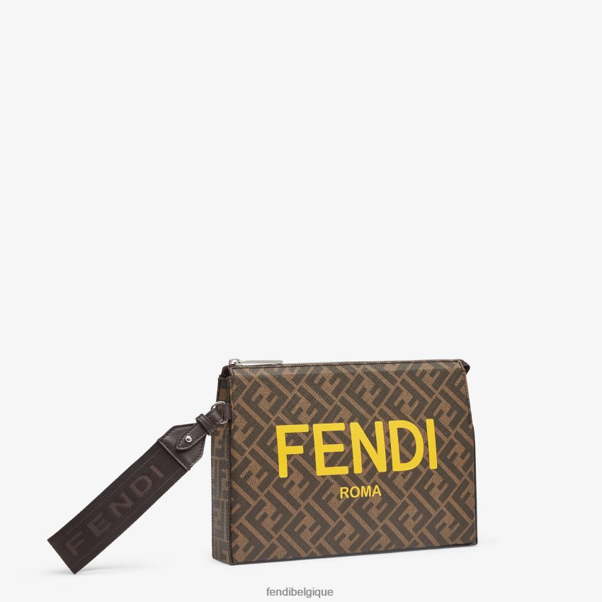 accessoires Fendi pochette en tissu ff brun hommes 8X8J2J2636 Fendi Belgique