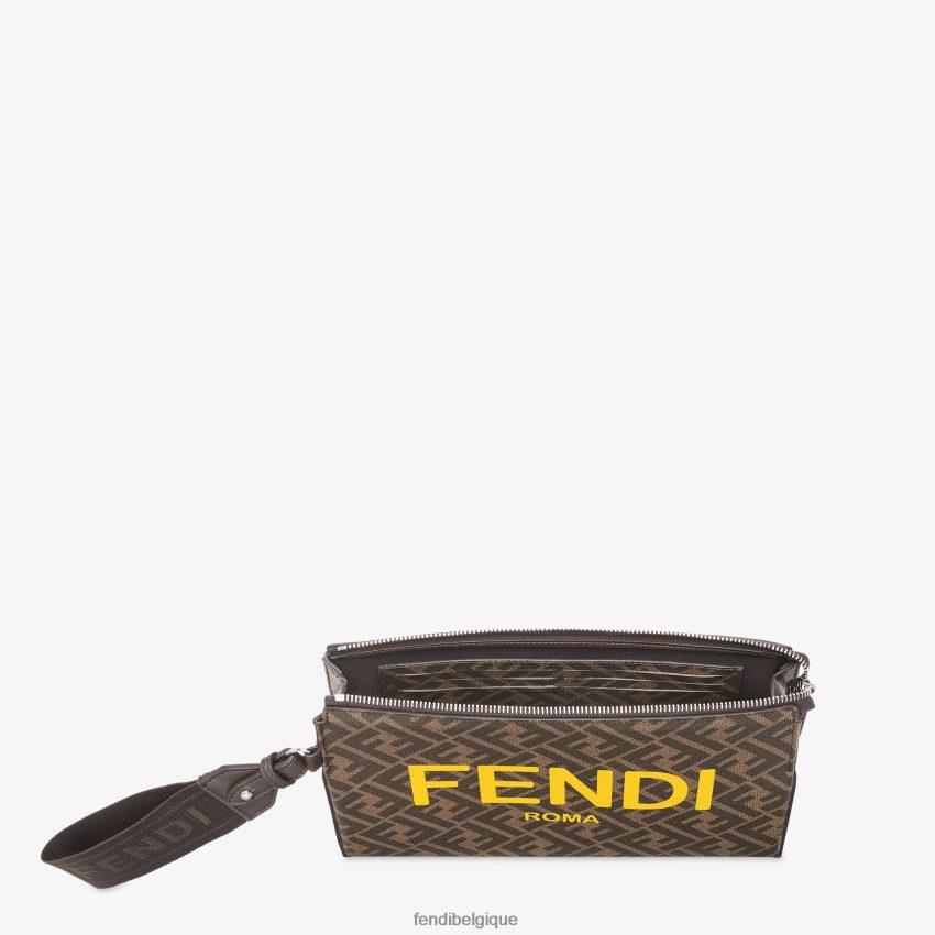 accessoires Fendi pochette en tissu ff brun hommes 8X8J2J2636 Fendi Belgique