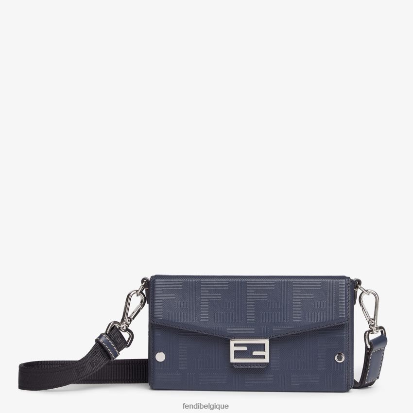 accessoires Fendi sac baguette en cuir souple bleu hommes 8X8J2J2618 Fendi Belgique