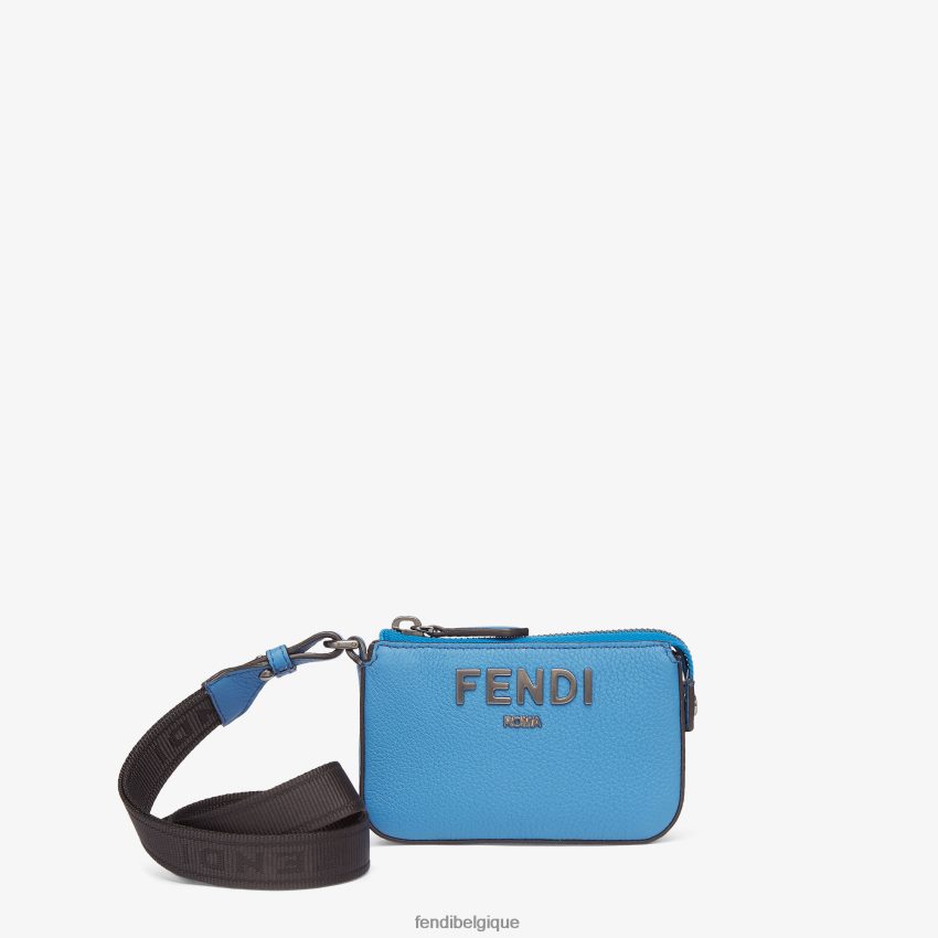 accessoires Fendi porte-monnaie en cuir bleu clair hommes 8X8J2J2616 Fendi Lunette De Soleil