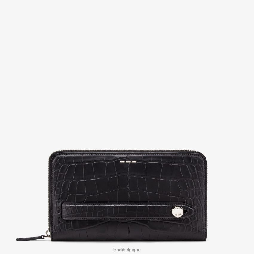 accessoires Fendi portefeuille alligator noir hommes 8X8J2J2672 Fendi Belgique
