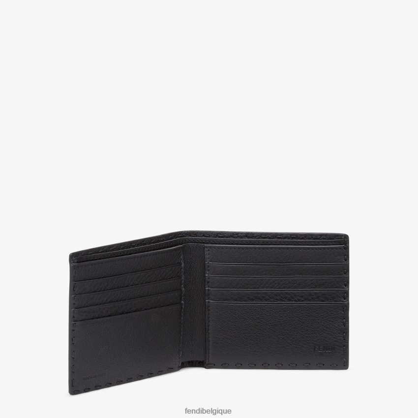 accessoires Fendi portefeuille à deux volets en cuir Selleria noir hommes 8X8J2J2608 Fendi Sac