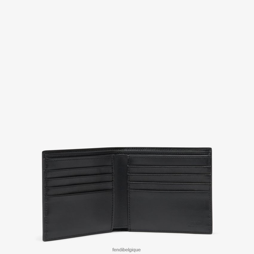 accessoires Fendi portefeuille à deux volets en cuir Shadow Diagonal noir hommes 8X8J2J2645 Fendi Belgique