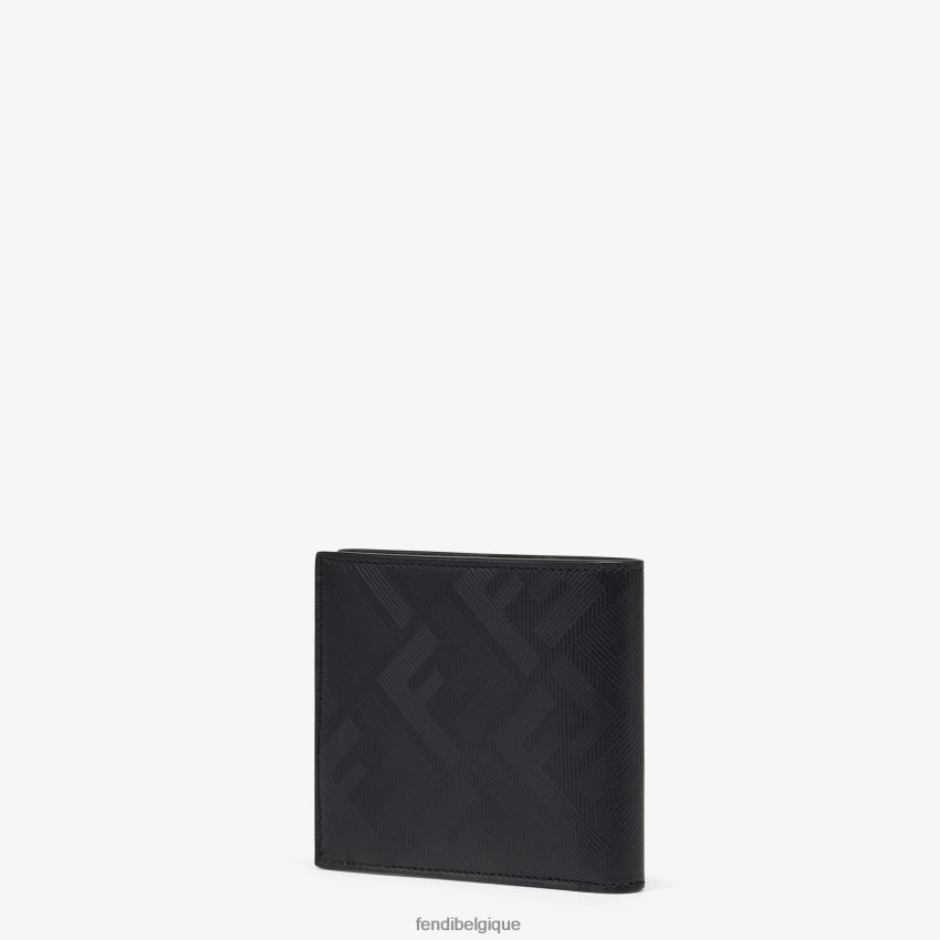 accessoires Fendi portefeuille à deux volets en cuir Shadow Diagonal noir hommes 8X8J2J2645 Fendi Belgique