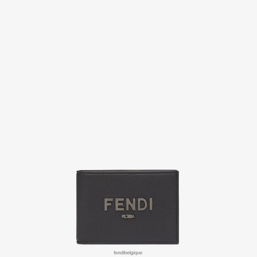 accessoires Fendi portefeuille à deux volets en cuir emblématique en dollars américains noir hommes 8X8J2J2615 Fendi Belgique