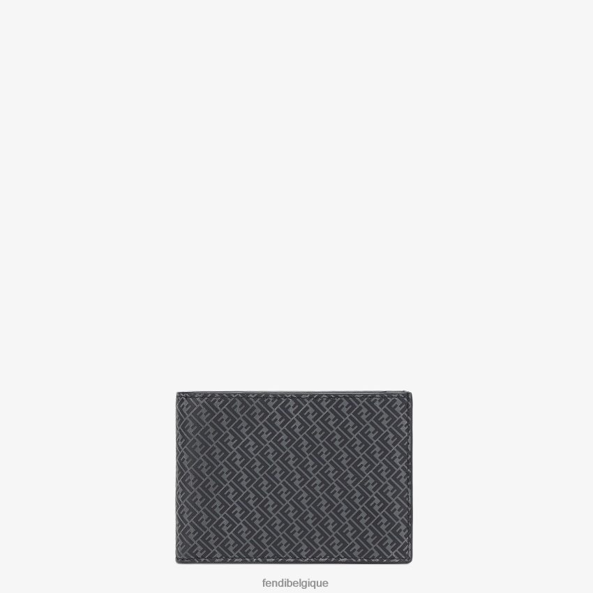 accessoires Fendi portefeuille à deux volets en cuir en dollars américains noir hommes 8X8J2J2657 Fendi Belgique