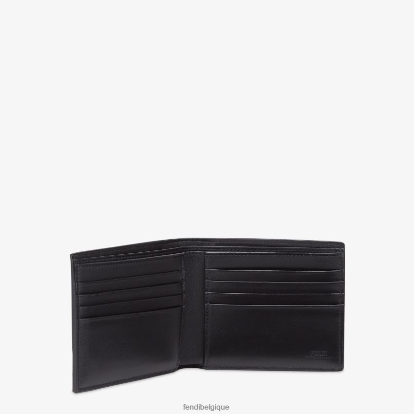 accessoires Fendi portefeuille à deux volets en cuir et tissu caïman noir hommes 8X8J2J2595 Fendi Lunette De Soleil