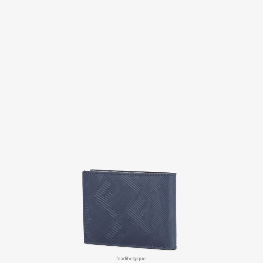 accessoires Fendi portefeuille à deux volets en cuir shadow us dollar bleu hommes 8X8J2J2650 Fendi Sac
